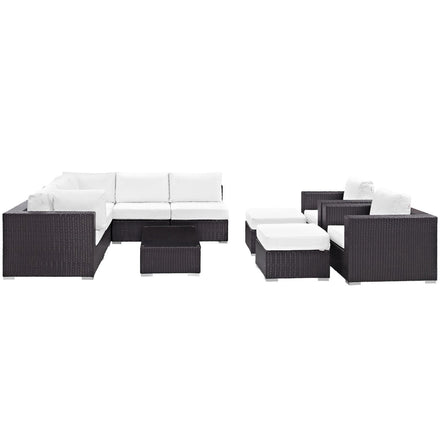 Convene 10 Piece Outdoor Patio Sectional Set in Espresso White