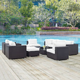 Sienna 10 Piece Outdoor Patio Sectional Set in Espresso White