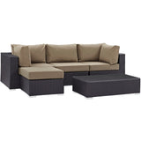 Sienna 5 Piece Outdoor Patio Sectional Set in Espresso Mocha