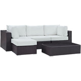 Sienna 5 Piece Outdoor Patio Sectional Set in Espresso White