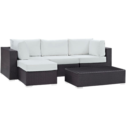 Convene 5 Piece Outdoor Patio Sectional Set in Espresso White