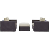 Sienna 3 Piece Outdoor Patio Sofa Set in Espresso Beige