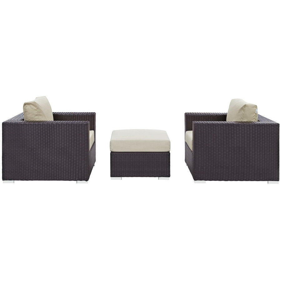 Sienna 3 Piece Outdoor Patio Sofa Set in Espresso Beige