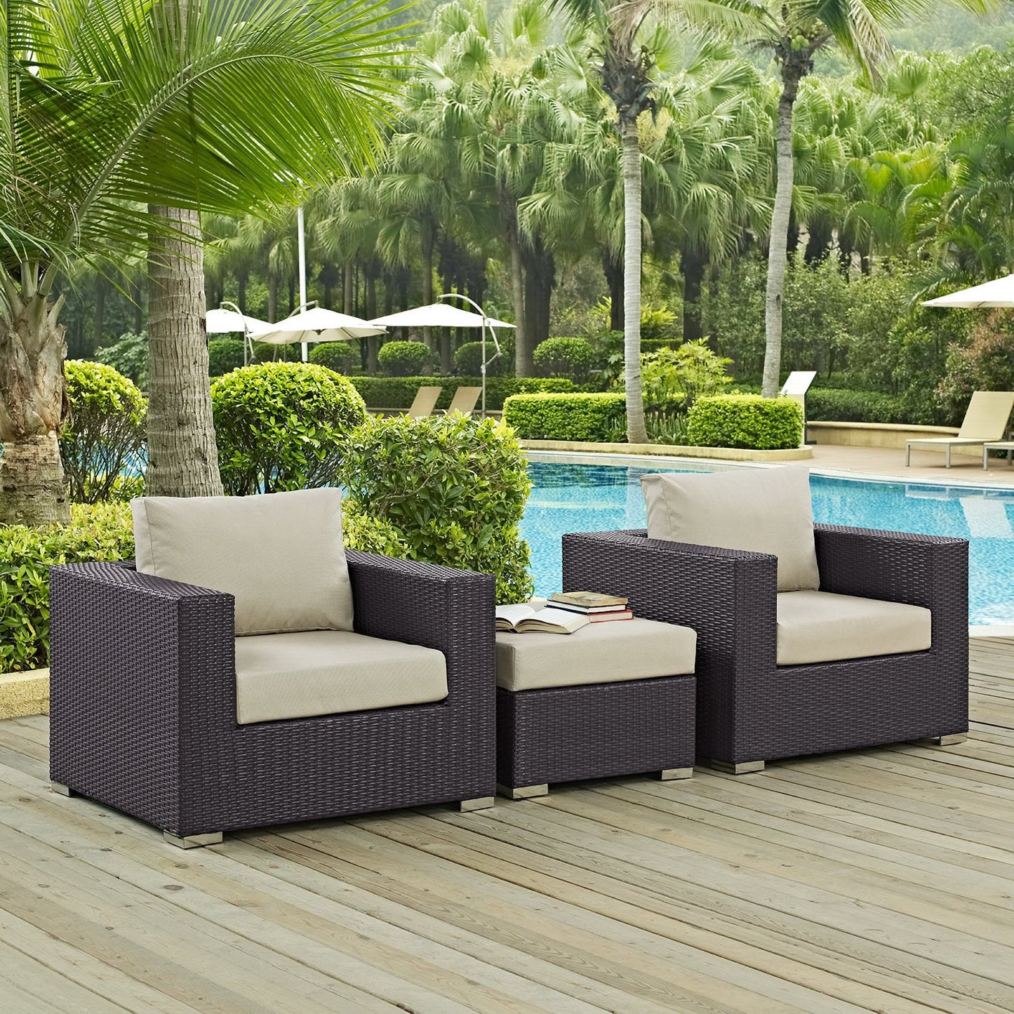 Convene 3 Piece Outdoor Patio Sofa Set by Furniture For America