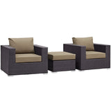 Sienna 3 Piece Outdoor Patio Sofa Set in Espresso Mocha
