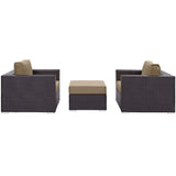 Sienna 3 Piece Outdoor Patio Sofa Set in Espresso Mocha