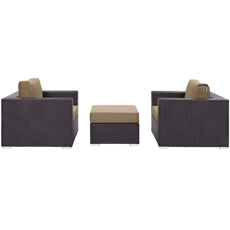 Sienna 3 Piece Outdoor Patio Sofa Set in Espresso Mocha