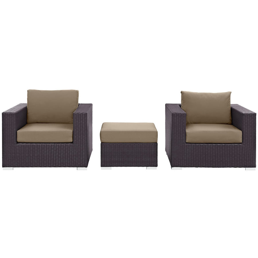 Sienna 3 Piece Outdoor Patio Sofa Set in Espresso Mocha