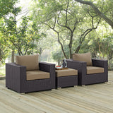 Sienna 3 Piece Outdoor Patio Sofa Set in Espresso Mocha