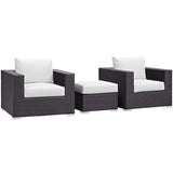 Sienna 3 Piece Outdoor Patio Sofa Set in Espresso White