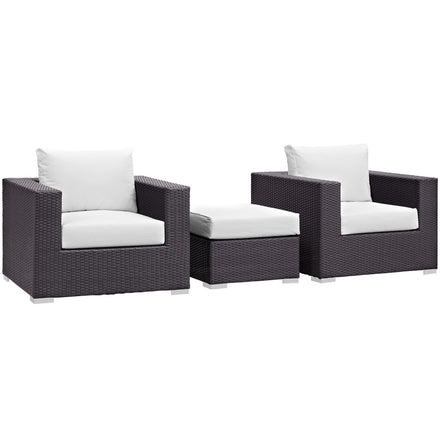 Convene 3 Piece Outdoor Patio Sofa Set in Espresso White