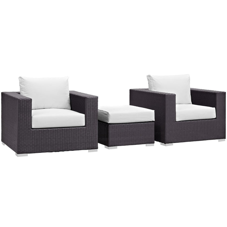 Sienna 3 Piece Outdoor Patio Sofa Set in Espresso White