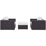 Sienna 3 Piece Outdoor Patio Sofa Set in Espresso White
