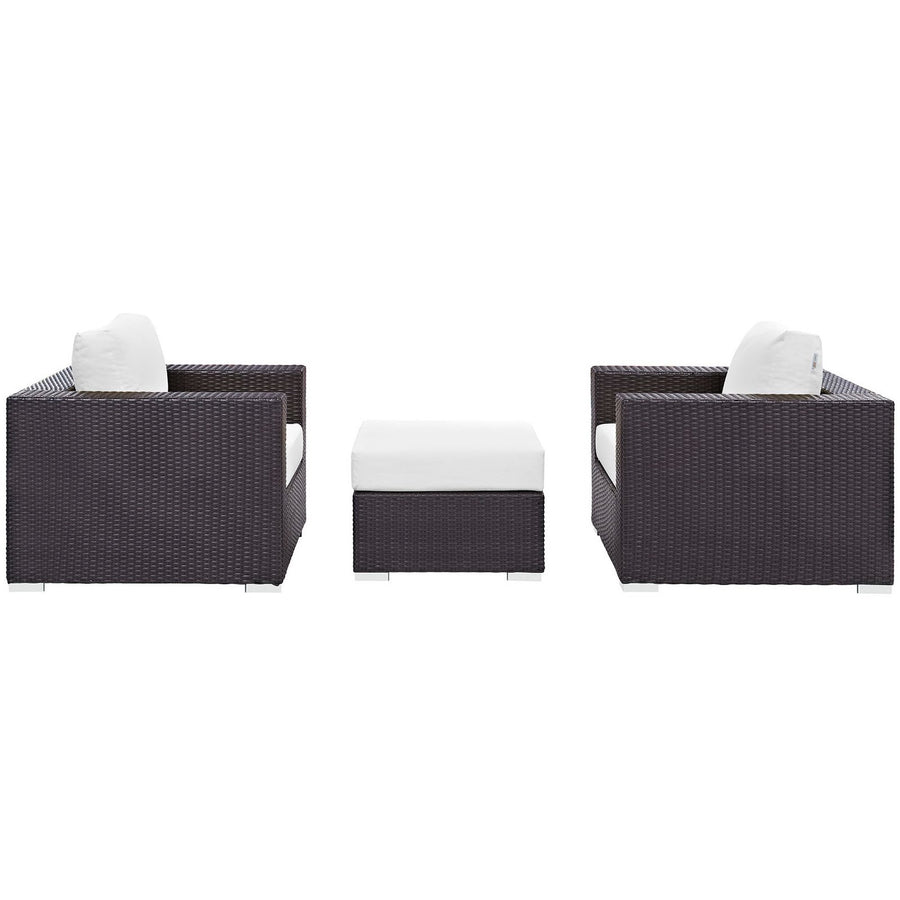 Sienna 3 Piece Outdoor Patio Sofa Set in Espresso White