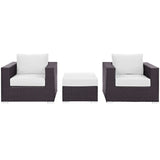 Sienna 3 Piece Outdoor Patio Sofa Set in Espresso White