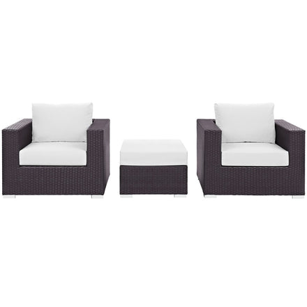 Convene 3 Piece Outdoor Patio Sofa Set in Espresso White
