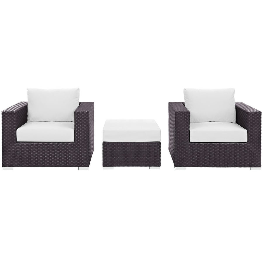 Sienna 3 Piece Outdoor Patio Sofa Set in Espresso White