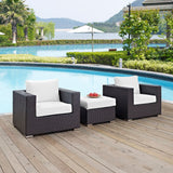 Sienna 3 Piece Outdoor Patio Sofa Set in Espresso White