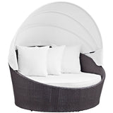 Sienna Canopy Outdoor Patio Daybed in Espresso White