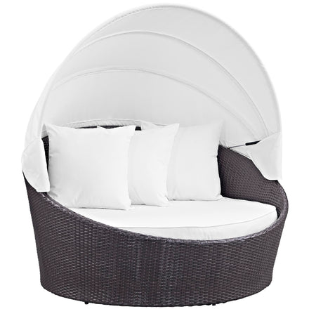 Convene Canopy Outdoor Patio Daybed in Espresso White