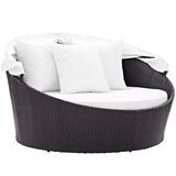 Sienna Canopy Outdoor Patio Daybed in Espresso White