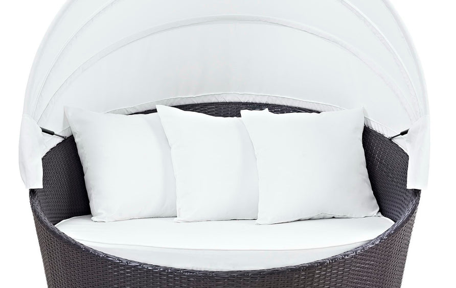 Sienna Canopy Outdoor Patio Daybed in Espresso White