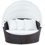 Sienna Canopy Outdoor Patio Daybed in Espresso White