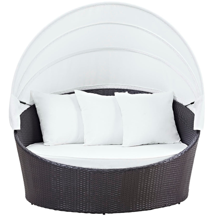 Sienna Canopy Outdoor Patio Daybed in Espresso White