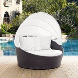 Sienna Canopy Outdoor Patio Daybed in Espresso White