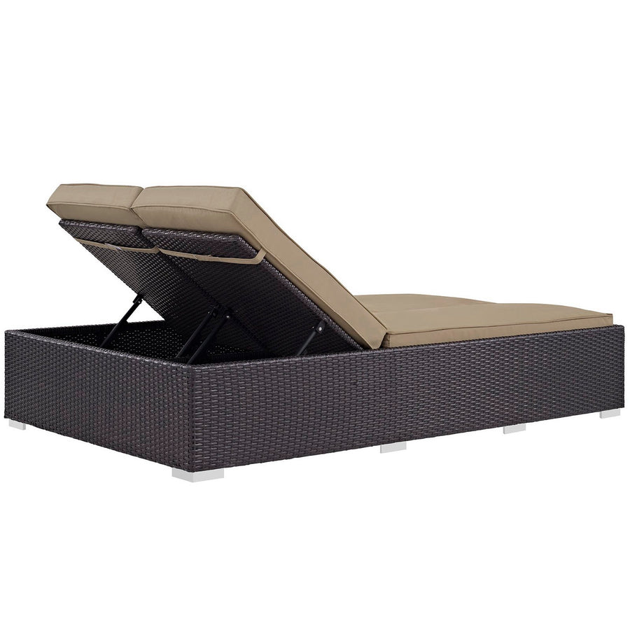 Sienna Double Outdoor Patio Chaise in Espresso Mocha