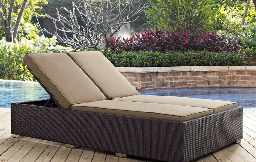 Sienna Double Outdoor Patio Chaise in Espresso Mocha