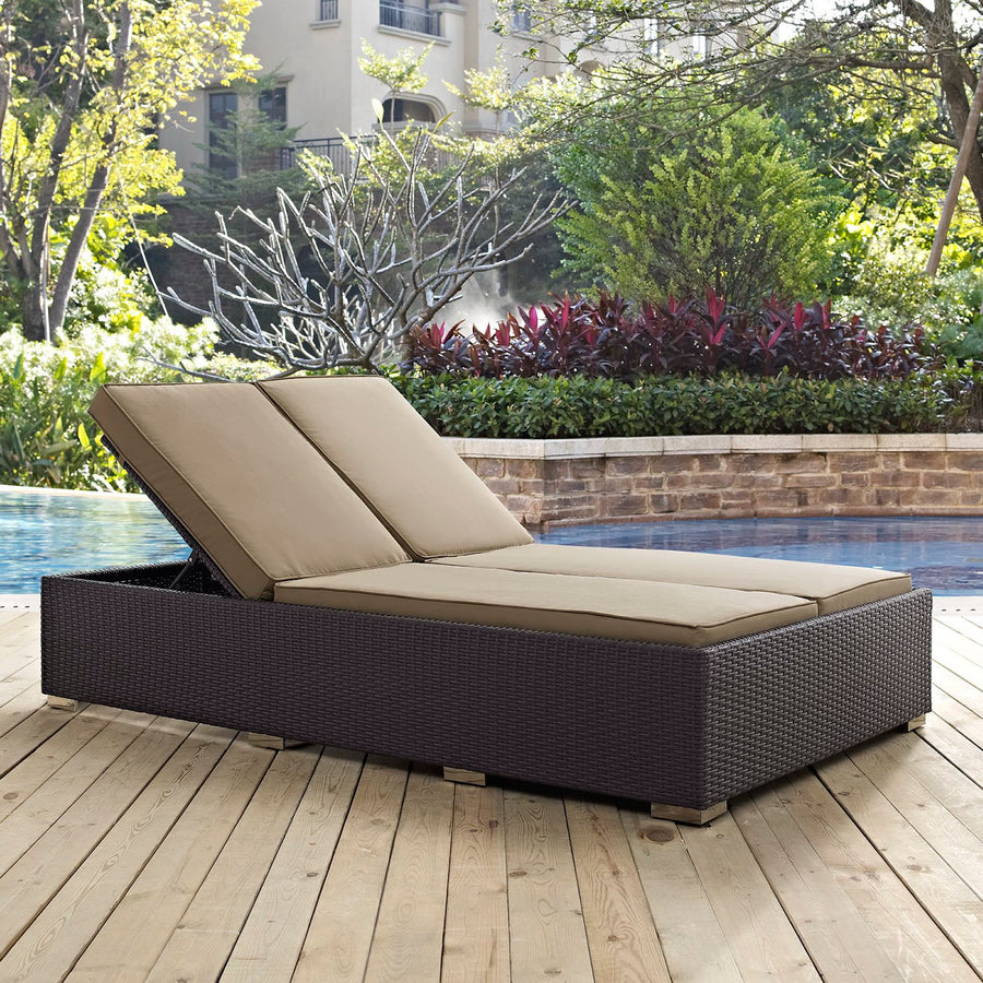 Sienna Double Outdoor Patio Chaise in Espresso Mocha