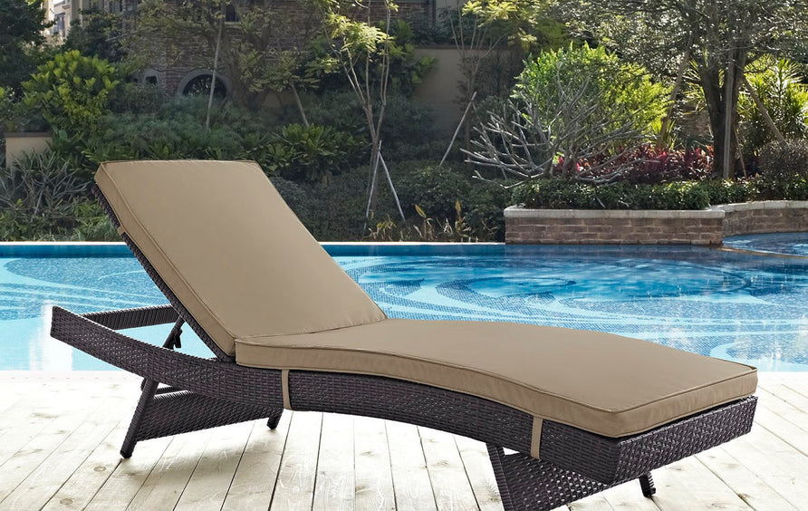 Sienna Outdoor Patio Chaise in Espresso Mocha