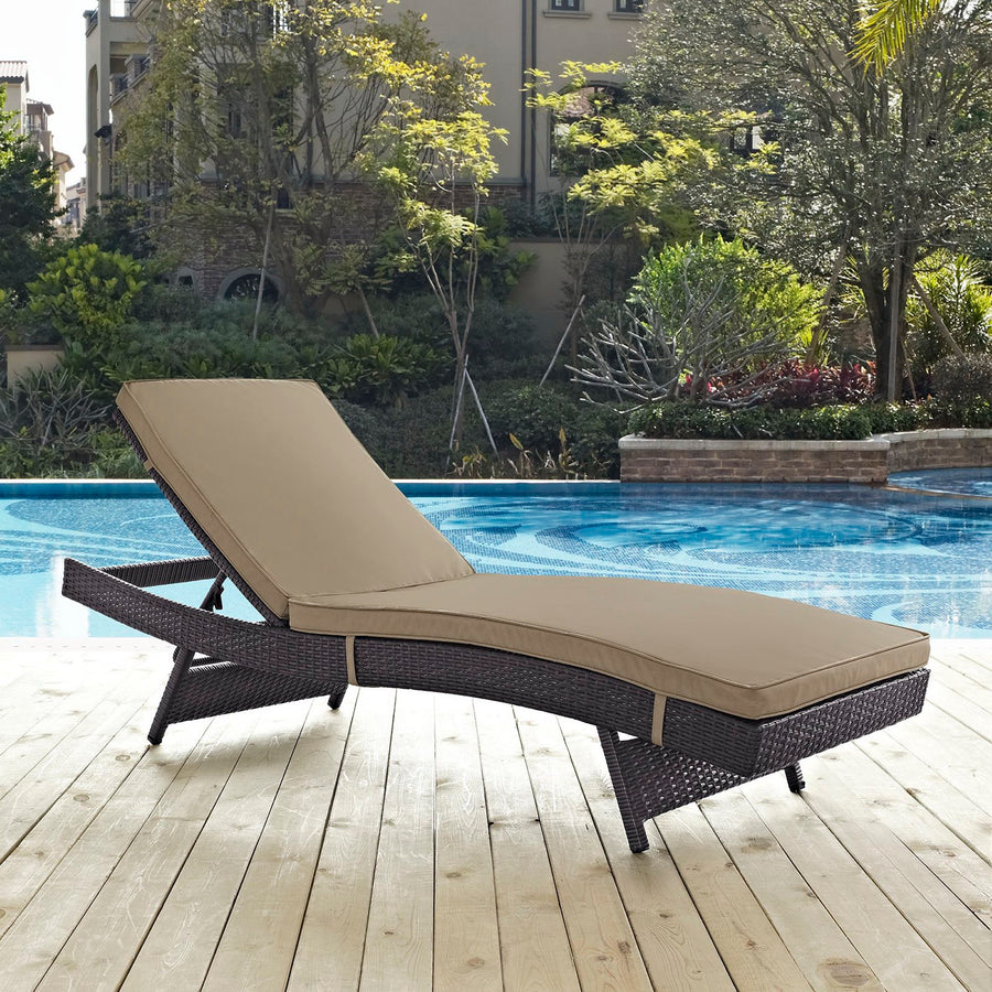 Sienna Outdoor Patio Chaise in Espresso Mocha