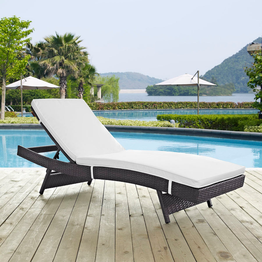 Sienna Outdoor Patio Chaise in Espresso White