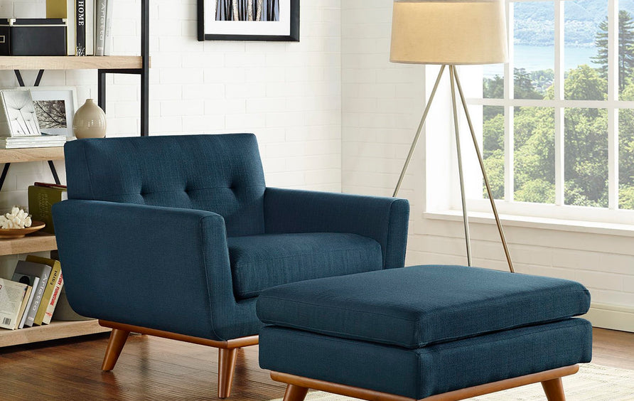Flint 2 Piece Armchair and Ottoman in Azure