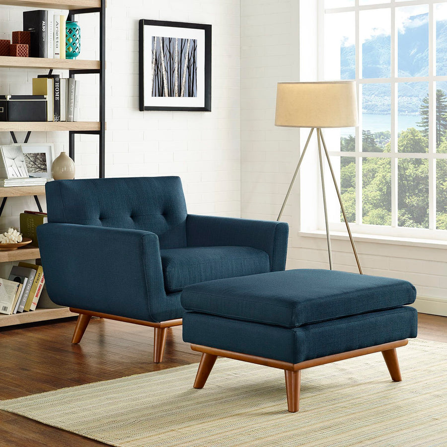 Flint 2 Piece Armchair and Ottoman in Azure