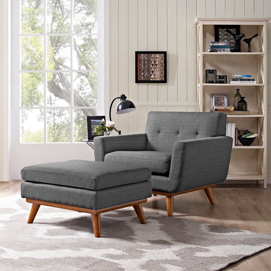 Flint 2 Piece Armchair and Ottoman in Gray