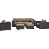 Sienna 7 Piece Outdoor Patio Sectional Set in Espresso Mocha