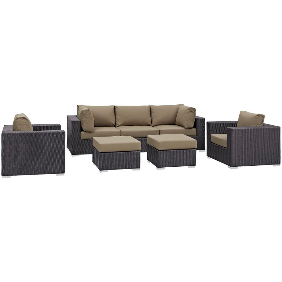 Sienna 7 Piece Outdoor Patio Sectional Set in Espresso Mocha