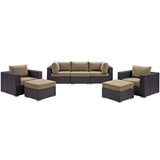 Sienna 7 Piece Outdoor Patio Sectional Set in Espresso Mocha