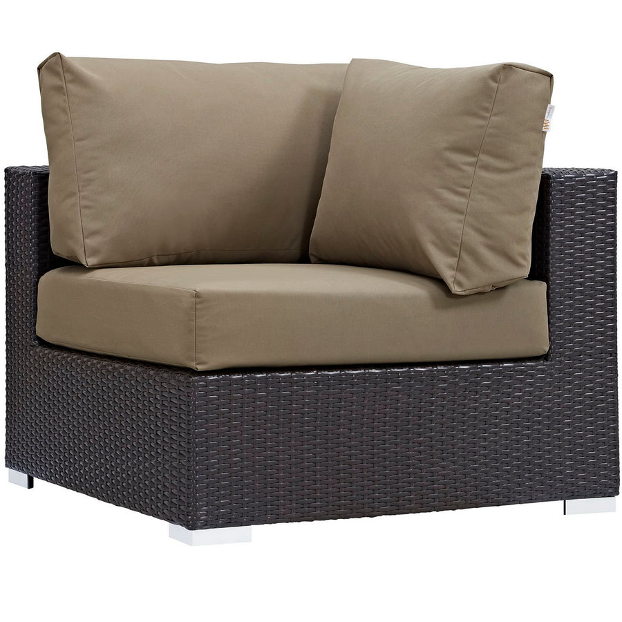Sienna 7 Piece Outdoor Patio Sectional Set in Espresso Mocha