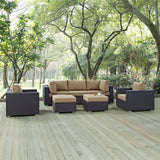 Sienna 7 Piece Outdoor Patio Sectional Set in Espresso Mocha