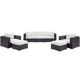 Sienna 7 Piece Outdoor Patio Sectional Set in Espresso White