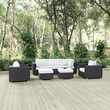 Sienna 7 Piece Outdoor Patio Sectional Set in Espresso White