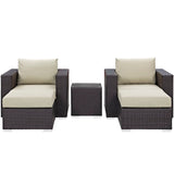 Sienna 5 Piece Outdoor Patio Sectional Set in Espresso Beige