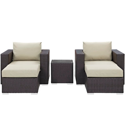 Convene 5 Piece Outdoor Patio Sectional Set in Espresso Beige