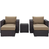 Sienna 5 Piece Outdoor Patio Sectional Set in Espresso Mocha