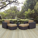 Sienna 5 Piece Outdoor Patio Sectional Set in Espresso Mocha