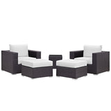 Sienna 5 Piece Outdoor Patio Sectional Set in Espresso White